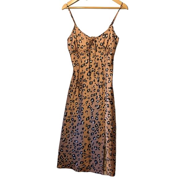 Lulus Known To Be Wild Leopard Satin Slip Dress - Picture 2 of 13
